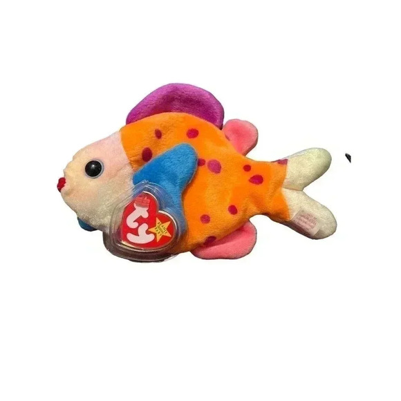 Ty Beanie Baby - LIPS the Fish (8 Inch) MINT with MINT TAGS - Stuffed Plush Toy - Picture 1 of 3